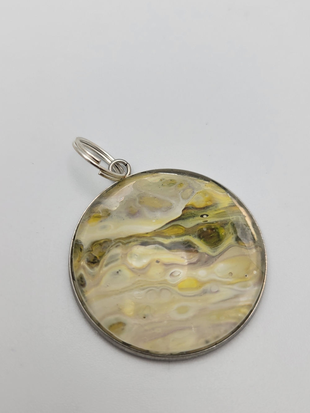Handcrafted Yellow Marble Resin Round Pendant